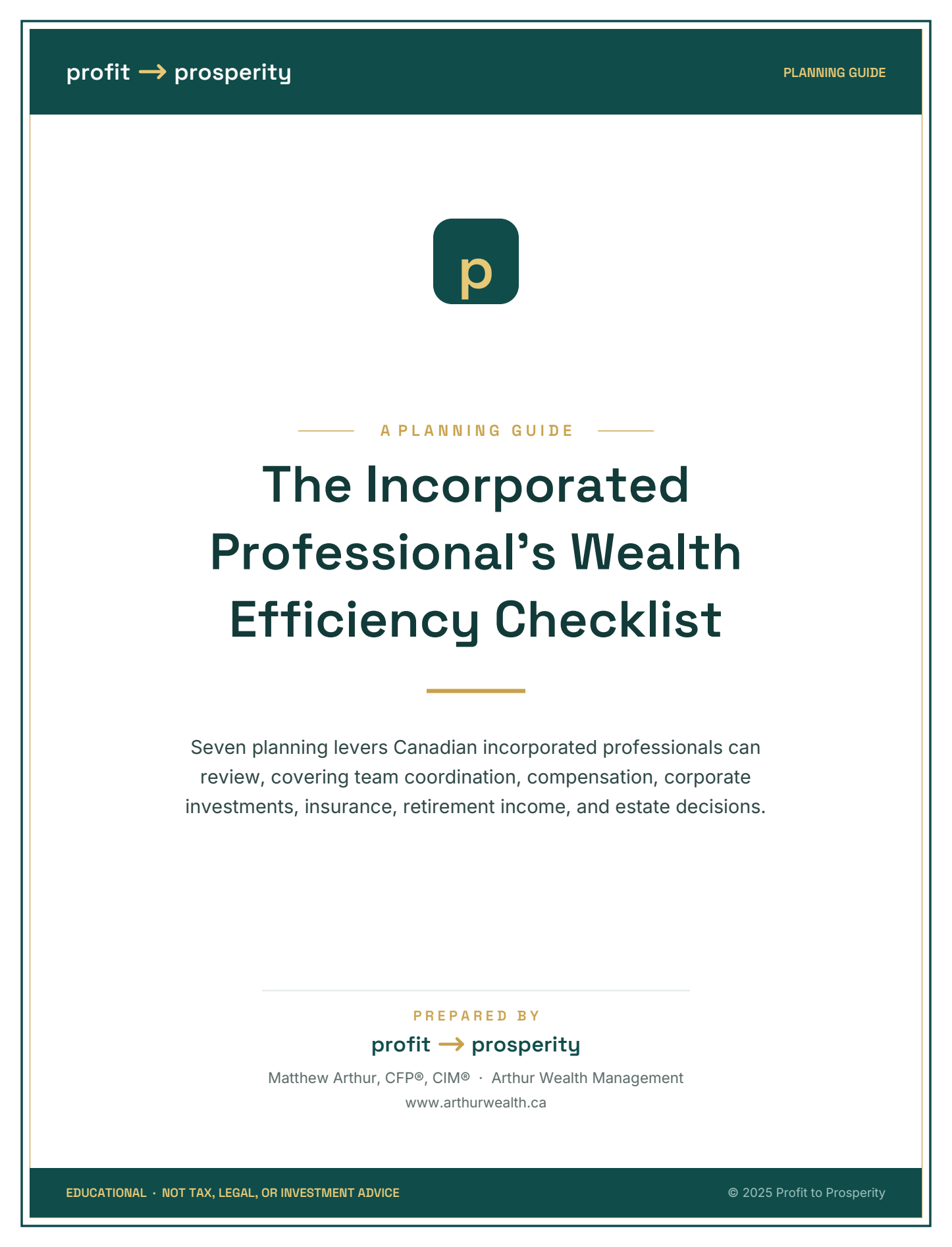 The Incorporated Professional's Wealth Efficiency Checklist guide cover
